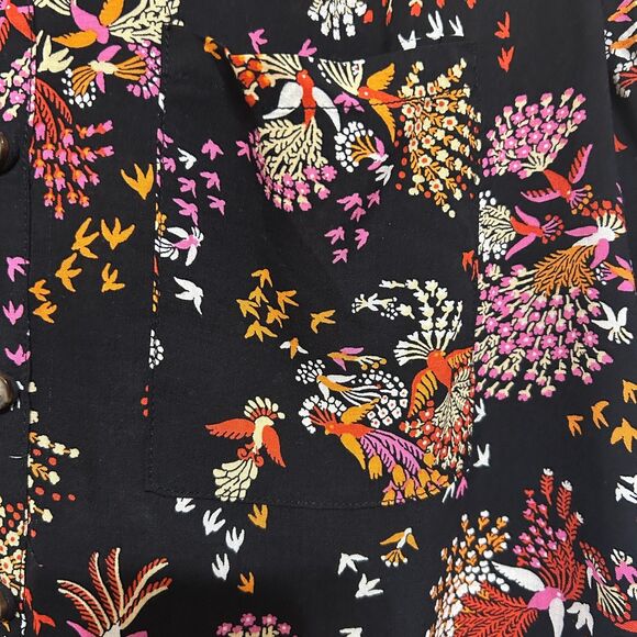 Conversations Anthropologie Top 28 of 52 Women Size 8 Bird Print Blouse Boho Art - Picture 4 of 7